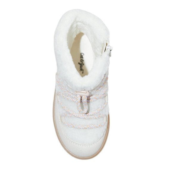 NWT Cat & Jack Girls Jodi Zipper Shearling Style Boots Cream Off White 5T - Picture 3 of 10